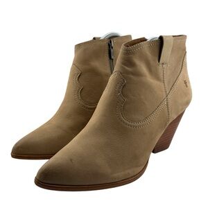 Frye Reina Leather Short Ankle Heeled Tan Boot 3479258-Ash Women's Sz 10